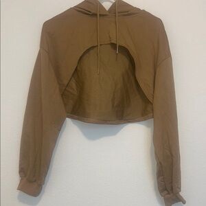 New without tag, never used Brown Cropped Hoodie